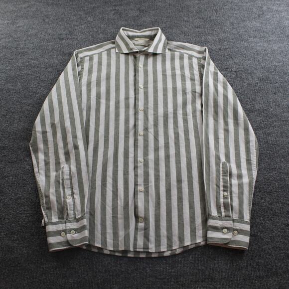 Suitsupply Shirt Mens 14.5 Button Up Slim Fit Italian Fabric Linen Blend Striped - Picture 1 of 8